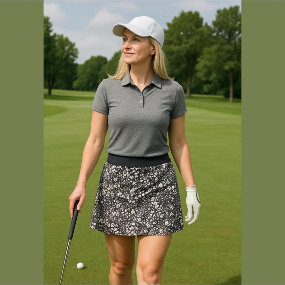 EUC Mondetta Athletic Sport Skort Skirt Golf Tennis Grey White Large L
